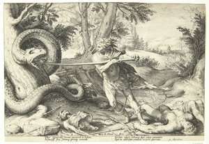 Cadmus tappaa lohikäärmeen tekijältä Hendrick Goltzius