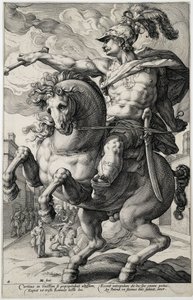 Marcus Curtius The Roman Heroes (sarjan nimi) tekijältä Hendrick Goltzius
