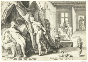 Mercury astuu Hersen huoneeseen muutettuaan Agrauloksen kiveksi tekijältä Hendrick Goltzius