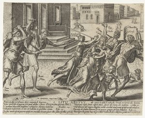 Minun ja sinun ajasi pois ykseydestä, rakkaudesta, rauhasta ja Jumalan pelosta Litis abusus (nimi esineessä) Oikeudenkäynnin väärinkäyttö (sarjan nimi) tekijältä Hendrick Goltzius