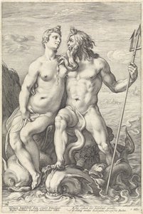 Neptunus ja amfitriitti The God Couple (sarjan nimi) tekijältä Hendrick Goltzius