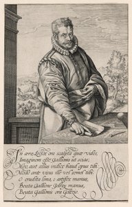 Philips Galle (1537-1612), Coornhertin oppilas Haarlemista, kaivertaja ja kustantaja Antwerpenissä vuodesta 1570; Eunukin kaste taustalla vasemmalla tekijältä Hendrick Goltzius