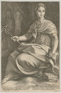 Polyhymnia, sarjan "Yhdeksän muusaa" lehti 8 tekijältä Hendrick Goltzius