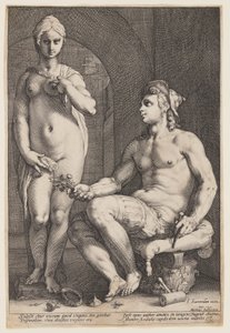 Pygmalion ja Galatea tekijältä Hendrick Goltzius
