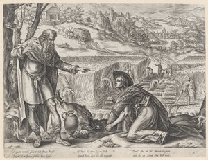 Ruth poimii Boasin pellolla Ruthin historia (sarjan nimi) tekijältä Hendrick Goltzius