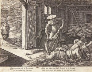 Ruut ja Boas puimatantereella tekijältä Hendrick Goltzius