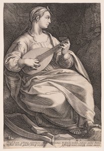 Terpsichore, tanssin muusa, teoksesta Yhdeksän muusaa. tekijältä Hendrick Goltzius