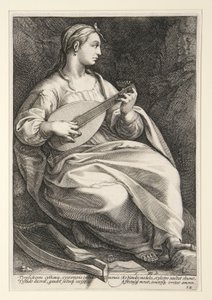 Terpsichore, sarjan ”Yhdeksän muusaa” 5. kuva tekijältä Hendrick Goltzius