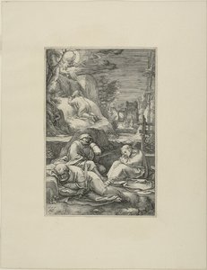 Agonia puutarhassa, toinen levy Kristuksen kärsimyksestä. tekijältä Hendrick Goltzius