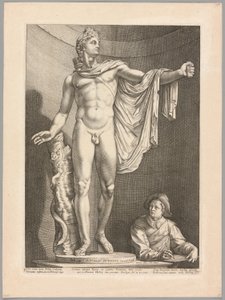 Apollo Belvedere, levy 3 kolmelta kuuluisalta antiikkiveistokselta tekijältä Hendrick Goltzius