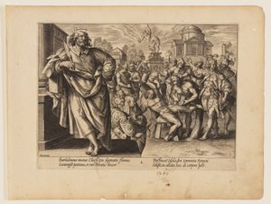Pyhän Bartolomeuksen marttyyrikuolema, Kristuksen ja apostolien marttyyrikuolemasta. tekijältä Hendrick Goltzius
