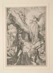 The Resurrection, The Passion, #12 12 kaiverruksen sarjassa tekijältä Hendrick Goltzius