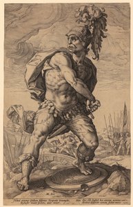 Titus Manlius Torquatus, sarjan ”Roomalaiset sankarit” 5. sivu tekijältä Hendrick Goltzius