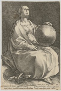 Urania, sarjan ”Yhdeksän muusa” 9. numero tekijältä Hendrick Goltzius