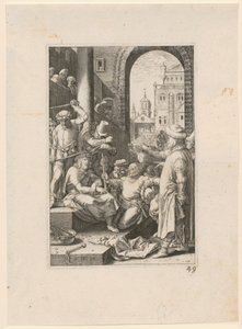 Kristuksen pilkkaaminen, sarjan ”Die Passion” 7. sivu tekijältä Hendrick Goltzius