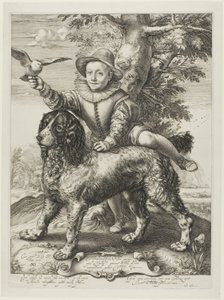 Vries, Frederik de (kuoli 1613) taidemaalari Dirck de Vriesin poika, Goltziuksen oppilas, Goltziuksen koiran kanssa. tekijältä Hendrick Goltzius