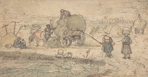 Talonpojat Loading Heinää, n. 1620-luku. tekijältä Hendrick. Hendrick Avercamp,Avercamp
