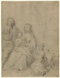 Perheryhmä, johon kuuluu vanhemmat ja kaksi tytärtä tekijältä Hendrick Martensz. Sorgh (attributed to)