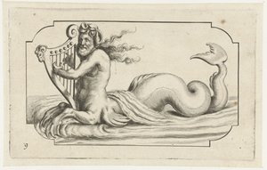 Triton soittaa harppua Nouveau Livre des Dieux et Deeßes De la Marine Bouckje of Sea Gods and Goddess (sarjan nimi)