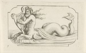 Triton soittaa harppua Nouveau Livre des Dieux et Deeßes De la Marine Bouckje of Sea Gods and Goddess (sarjan nimi)