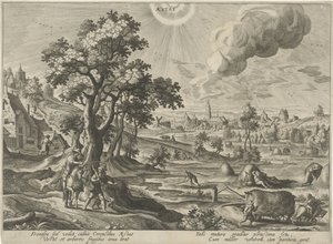 Kesä Aestas (otsikko esineessä) Neljä vuodenaikaa (sarjan nimi) tekijältä Hendrick van Schoel
