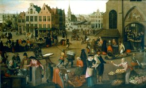 "Näkymä torille", c1570-1603 tekijältä Hendrick van Steenwijck the Elder