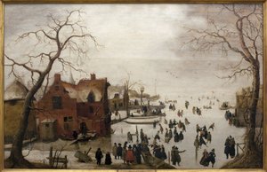 Talvimaisema - Hendrick Avercampin (1585-1634) maalaus, öljy puulle, noin 1620 (Talvikohtaus, Hendrick Avercamp, öljytaulu, noin 1620) - Musee d