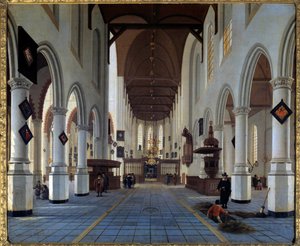 Kirkon sisäkuva (Oudekerk Delftissä?) Hendrick Cornelisz Van Vlietin maalaus (1611/1612-1675) 1600-luvun su. 0,92 x 1,12 m