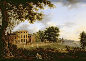 Näkymä Chelsea Farmista Thamesin ja Battersea Bridgen kanssa, 1790