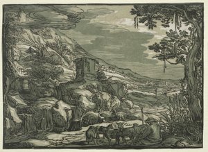 Arkadian maisema, n. 1615. tekijältä Hendrik Goltzius