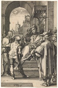 Kristus Pilatuksen edessä, vuoden 1596 jälkeen (kaiverrus) tekijältä Hendrik Goltzius