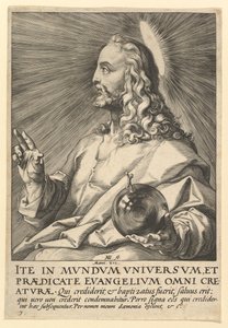 Kristus, Kristuksesta, apostoleista ja pyhästä Paavalista uskontunnustuksen kanssa, n. 1589. tekijältä Hendrik Goltzius