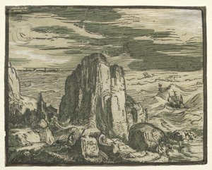 Neljän maiseman sarjasta: Cliffon the merenranta. tekijältä Hendrik Goltzius