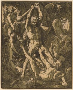 Hercules tappaa Cacuksen tekijältä Hendrik Goltzius