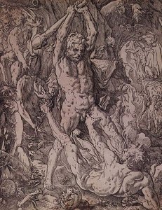 Hercules ja Cacus tekijältä Hendrik Goltzius