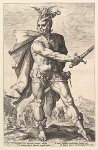 Mucius Scaevola, sarjasta The Roman Heroes, 1586 tekijältä Hendrik Goltzius