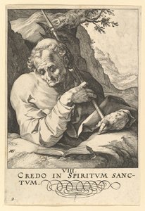 Pyhä Matteus, Kristuksesta, Apostoleista ja Pyhästä Paavalista uskontunnustuksen kanssa, n. 1589. tekijältä Hendrik Goltzius