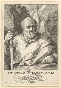 Pyhä Mattias, Kristuksesta, Apostoleista ja Pyhästä Paavalista uskontunnustuksen kanssa, n. 1589.