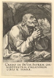 Pyhä Pietari, Kristuksesta, Apostoleista ja Pyhästä Paavalista uskontunnustuksen kanssa, 1589. tekijältä Hendrik Goltzius
