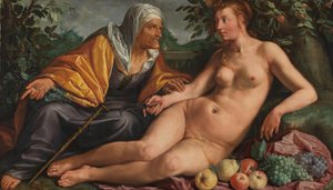 Vertumnus ja Pomona, 1613 tekijältä Hendrik Goltzius