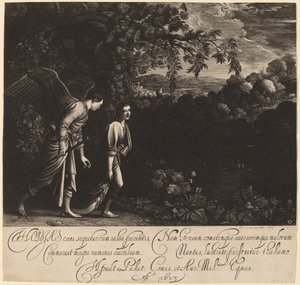 Tobias ja enkeli (The Large Tobias) tekijältä Hendrik Goudt after Adam Elsheimer