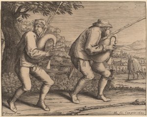 Kaksi säkkipillisoitinta tekijältä Hendrik Hondius I after Pieter Bruegel the Elder