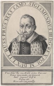 Puolan kuninkaan Sigismund III Vaasan muotokuva 1566-1632, 1608 tekijältä Hendrik Hondius the Elder