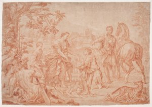 Romulus ja Remus (Livius 1, 4). Studie efter Carlo Marattis maleri i Sanssouci, Potsdam (udf. 1692 Niccolo Maria Pallavicinille) tekijältä Hendrik Krock