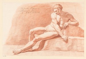 Istuva alaston mies edestä katsottuna (3. palkinto 1779) tekijältä Hendrik Louw