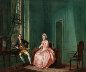 Runoilija Johannes Nomsz ja hänen vaimonsa Anna Maria Telghorst istumahuoneessaan Amsterdamissa.