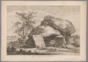Dolmen lähellä Midlarenin kylää Hunnebed by Midlaren (otsikko esineessä) Drenthen yhdeksän kasvoa (sarjan nimi) IX Kasvot Drenthen maisemaan ja sen lähellä (sarjan nimi esineellä)