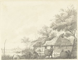 Kaksi kalastajaa koreilla kanavalla tekijältä Hendrik Schwegman
