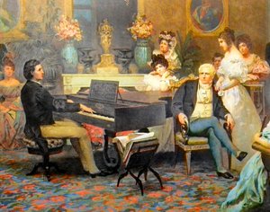Chopin soittaa pianoa Prinssi Radziwilin salongissa
