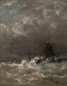 Majakka murtavissa aalloissa. Noin 1900-07